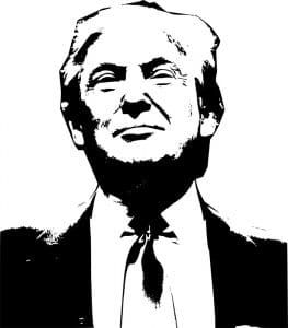 high-contrast BW image of Donald Trump