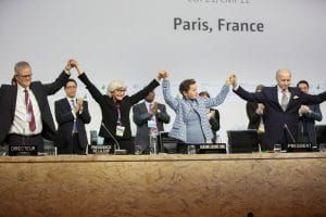 The adoption of the Paris Accord. Photo courtesy of the UN Framework Convention on Climate Change.