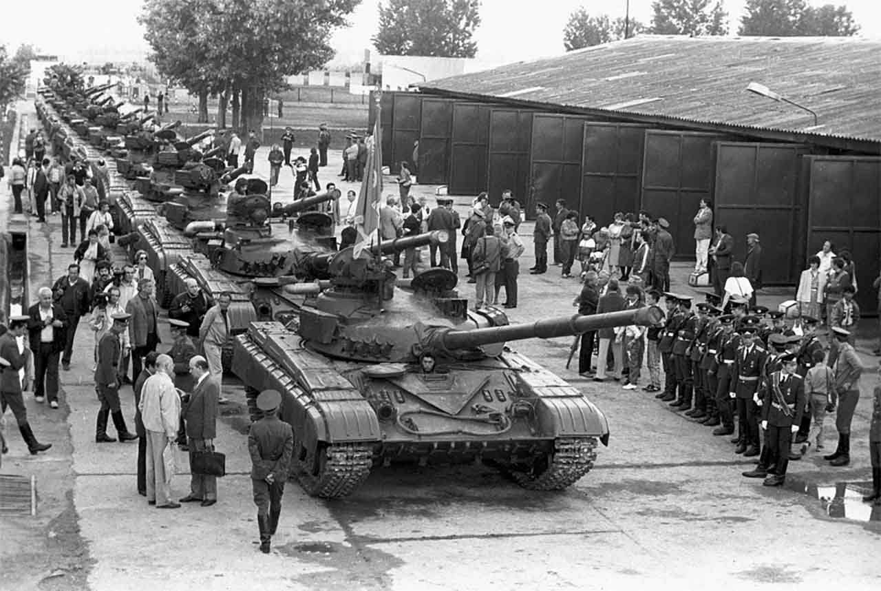 Soviet military equipment is taken out of Hungary.