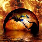 Earth globe water fire