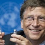Bill Gates shows a vaccine at UN press conference in 2011