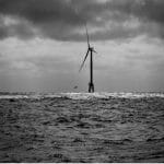 offshore windmill at Block Island, RI, in BW