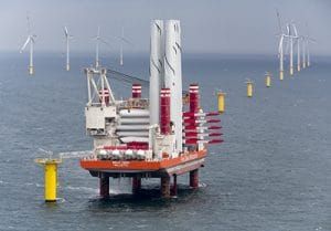 jackup barge installing offshore windmill components