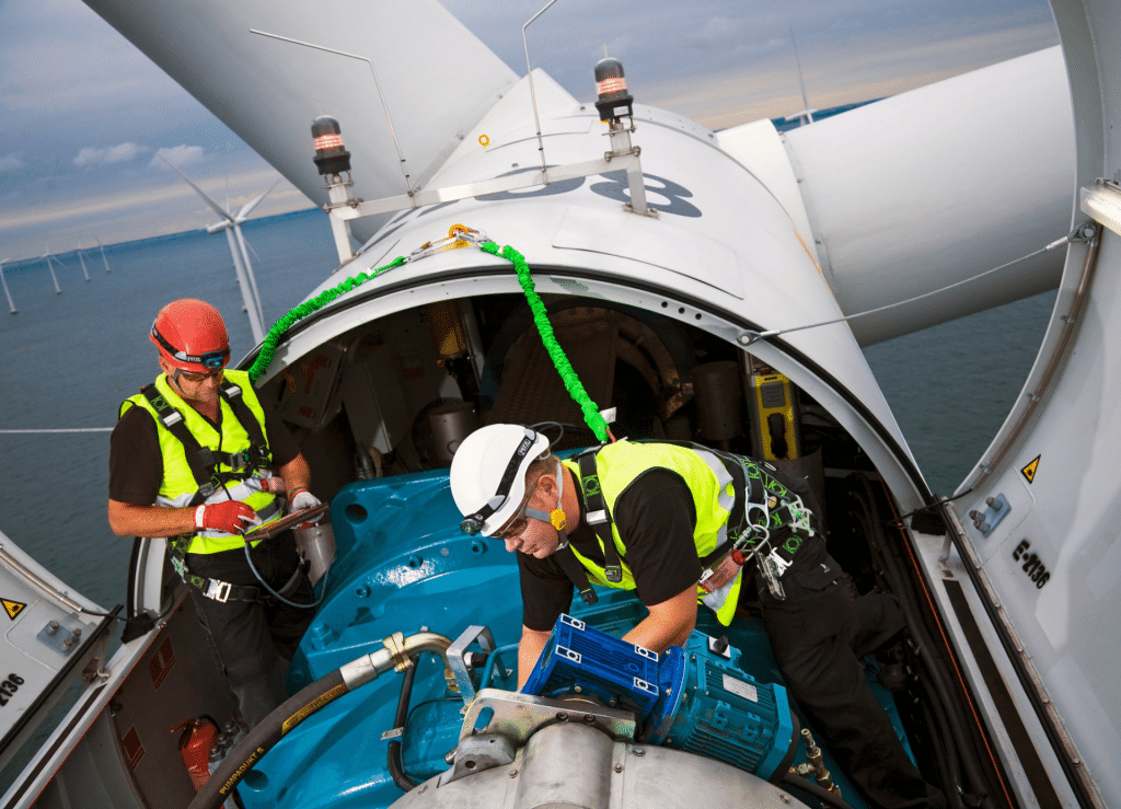 wind turbine engineers at work