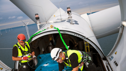 wind turbine engineers at work