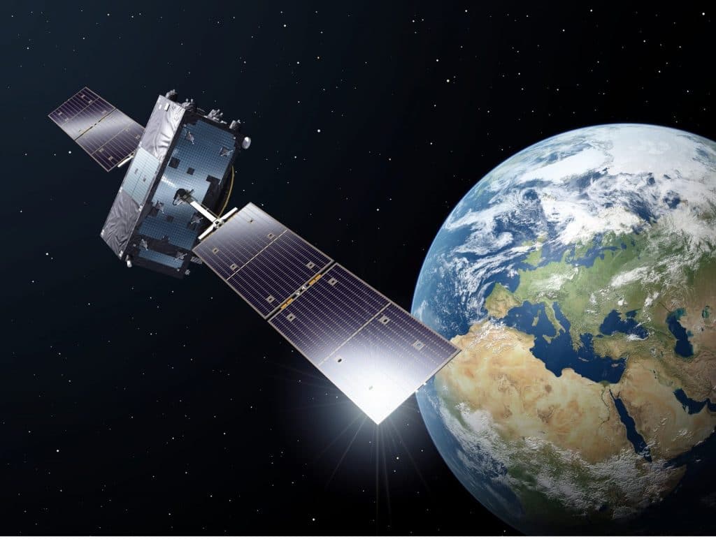 Artist’s conception of Galileo satellite in orbit in 2021. Image courtesy of European Space Agency