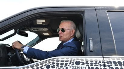 Biden driving electric truck