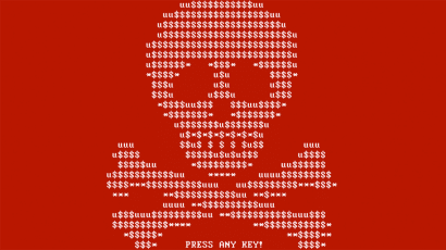 A screenshot of the Petya ransomware.