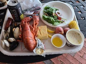 lobster dinner at Marine Biological Laboratory in Woods Hole
