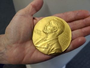 gold Nobel Prize medal