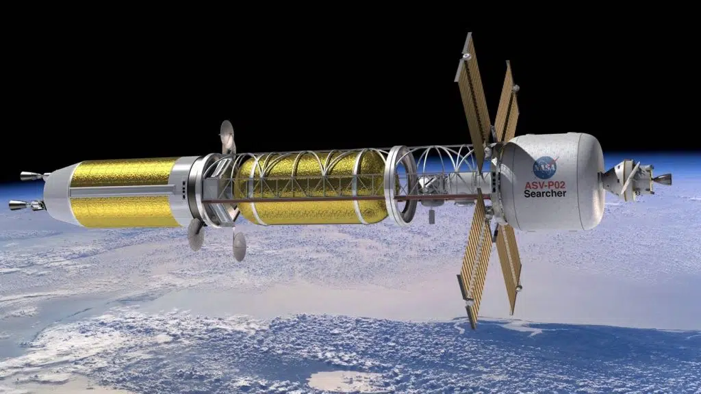 Illustration of a conceptual spacecraft enabled by nuclear thermal propulsion. Credit: NASA