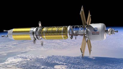 Illustration of a conceptual spacecraft enabled by nuclear thermal propulsion. Credit: NASA