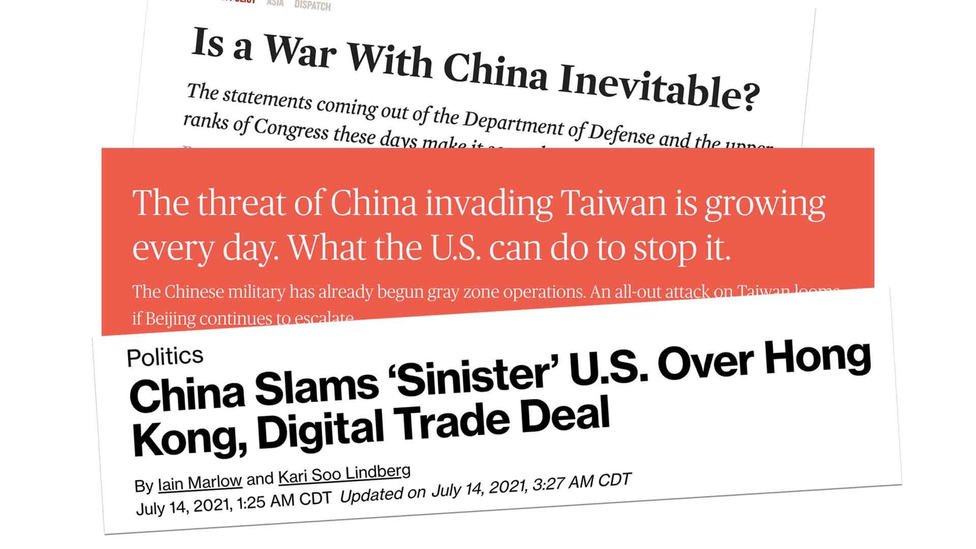 Alarming headlines about US-China relations. 
