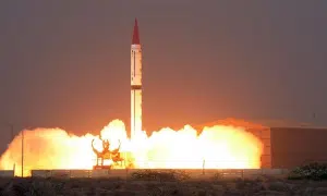 The Pakistani army test-launched a Shaheen-III medium-range ballistic missile in January 2021 (archive image from 2015)