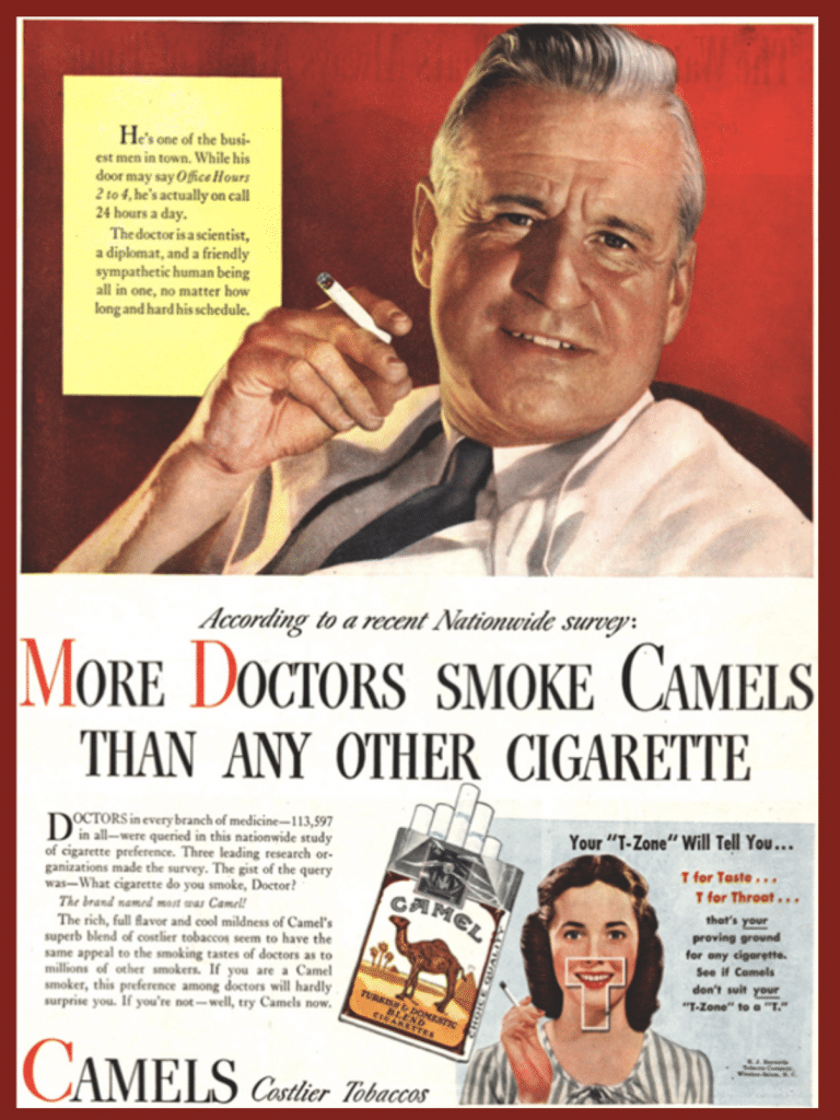 1950s tobacco ad in magazine