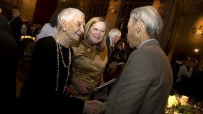 From left, Sissy Farenthold, Patricia Dougherty and Tim Rieser at the Bulletin’s 2019 Annual Event in Chicago. Photo by Ana Miyares.