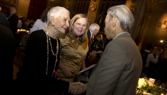 From left, Sissy Farenthold, Patricia Dougherty and Tim Rieser at the Bulletin’s 2019 Annual Event in Chicago. Photo by Ana Miyares.