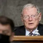 Sen. Jim Inhofe, a Republican from Oklahoma and ranking member of the Senate Armed Services Committee, speaks during a hearing in March on the Defense Authorization Request for fiscal year 2022 and the Future Years Defense Program. Photographer: Andrew Harnik/AP/Bloomberg via Getty Images