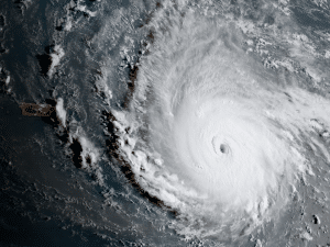 eye of hurricane seen from above