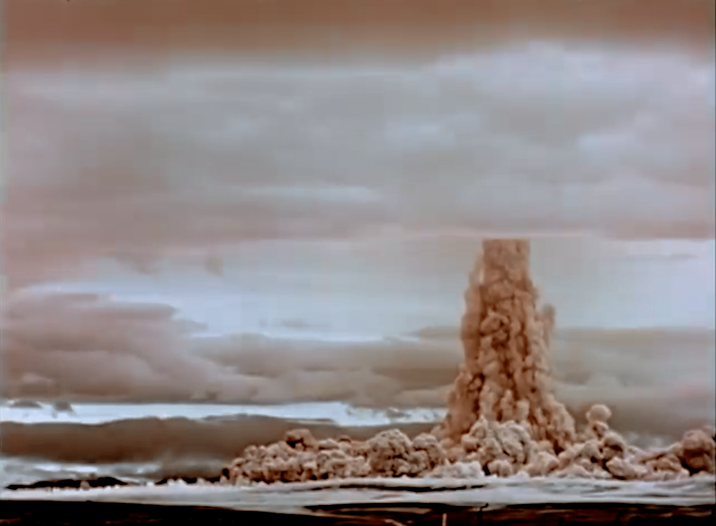 A still frame from a once-secret Soviet documentary of the Tsar Bomba nuclear test, released by Rosatom in August 2020.