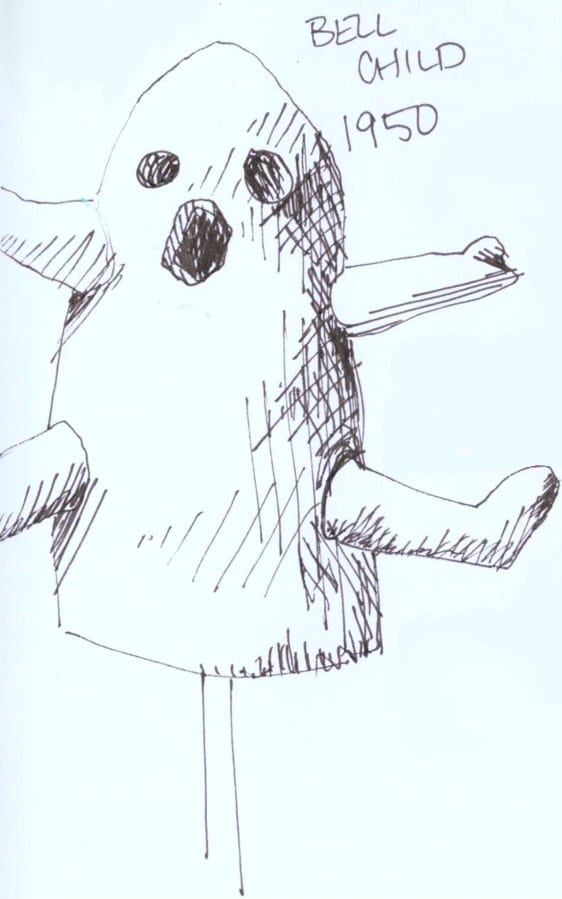 Molly Hurley's sketch of Noguchi's sculpture Bell Child