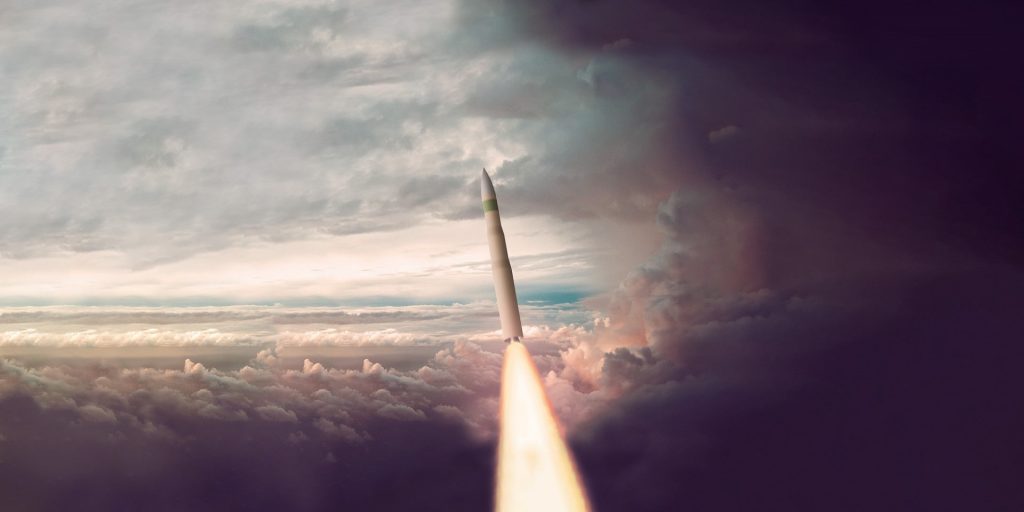 Artist's concept shows future ICBM blasting into sky