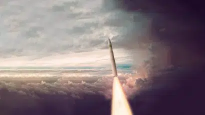 Artist's concept shows future ICBM blasting into sky