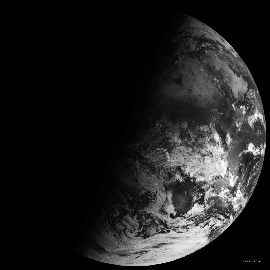 view of Earth from space on shortest day of year