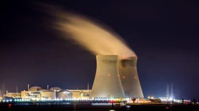 nuclear power plant at night