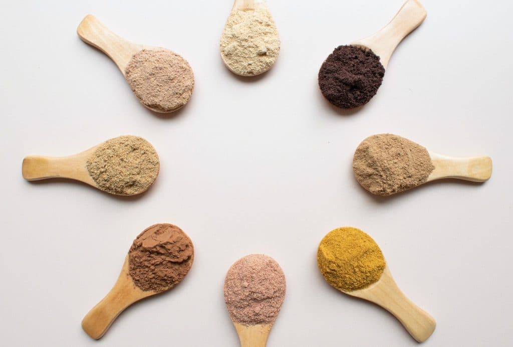 multicolored powder foods