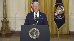 President Joe Biden announces sanctions after Russia moves troops to Ukraine.