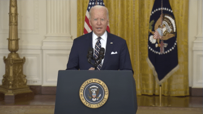 President Joe Biden announces sanctions after Russia moves troops to Ukraine.
