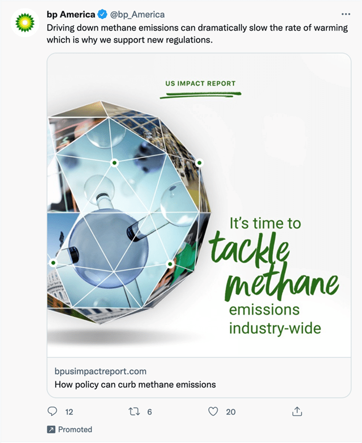BP methane tweet reads it's time to tackle methane