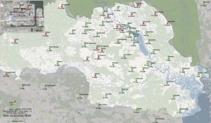 Data from the automated radiation monitoring system around Chernobyl. Red dots show heightened levels. Verkhovna Rada, Parliament of Ukraine.