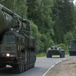 Russian Strategic Missile Forces on the road in a military convoy