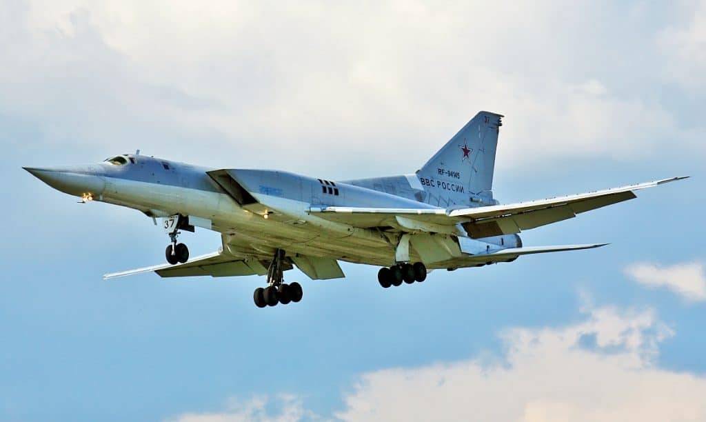 The Russian Tupolev Tu-22M3M can deliver nuclear weapons by missiles or by gravity bombs. Image originally posted to Flickr by Dmitry Terekhov at: https://flickr.com/photos/44400809@N07/19230388334. Licensed under cc-by-sa-2.0.