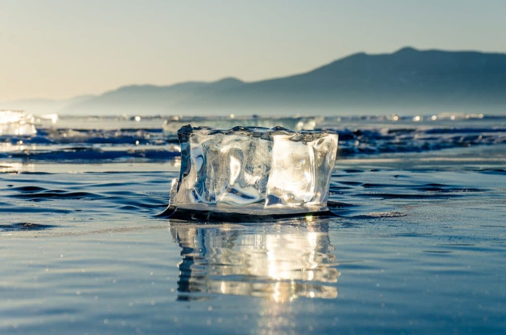 ice melting on a siberian lake