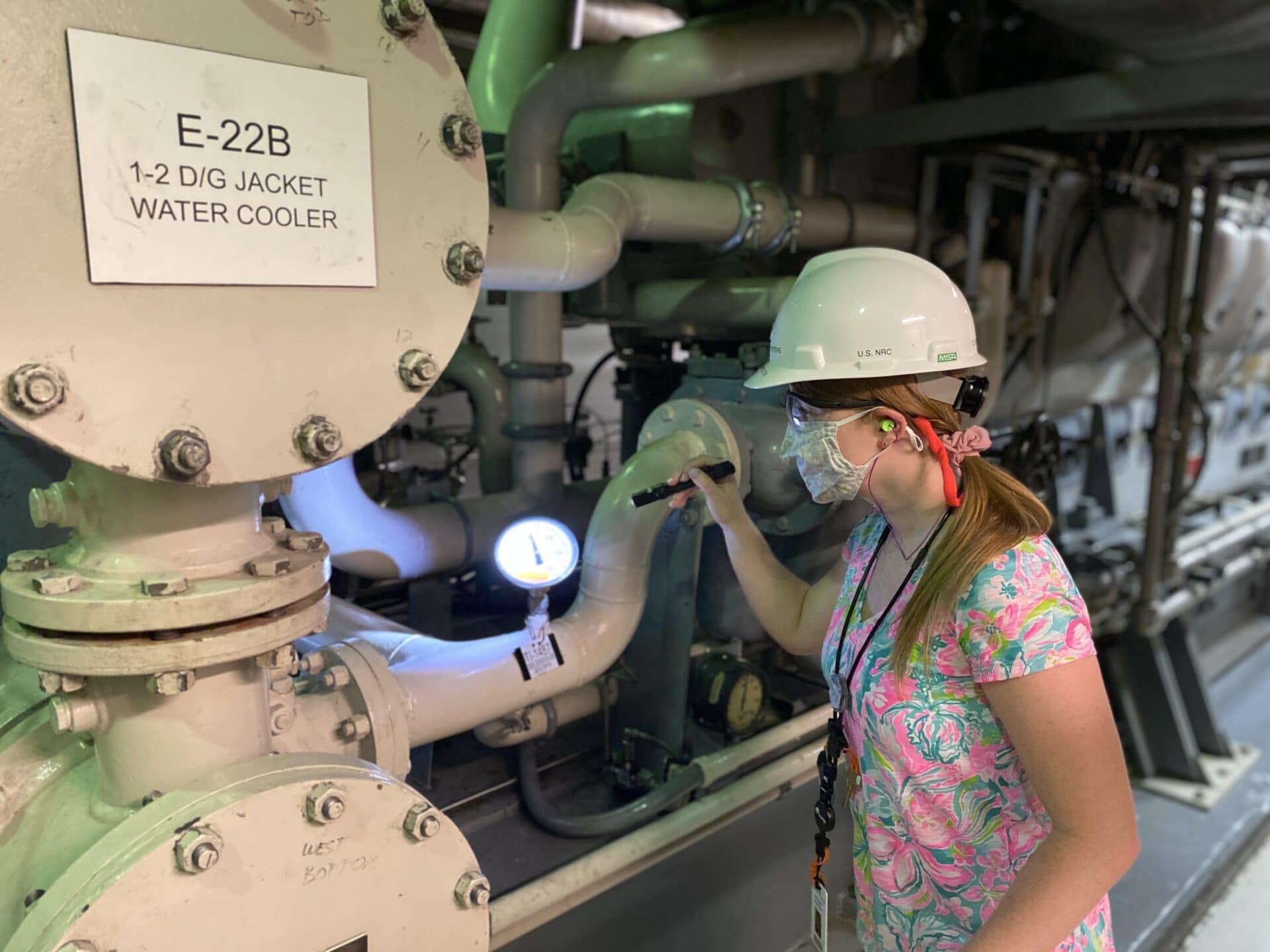 Inspector doing safety check at Palisades nuclear plant