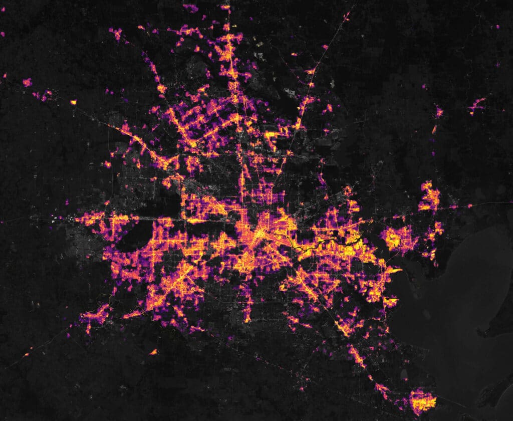 satellite image night texas blackout