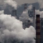 coal smoke from steel mill, China