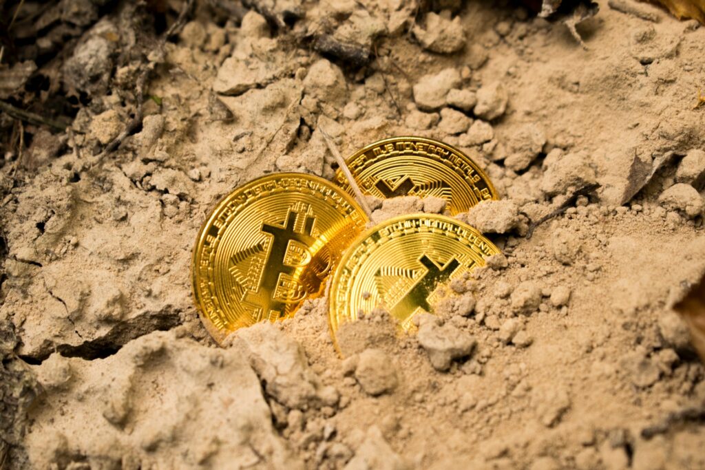 illustration bitcoin in the dirt
