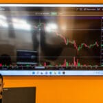 bitcoin crash on screen of cryptocurrency exchange
