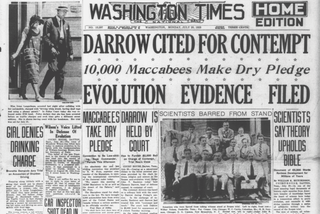 Historical newspaper coverage of the Scopes trial