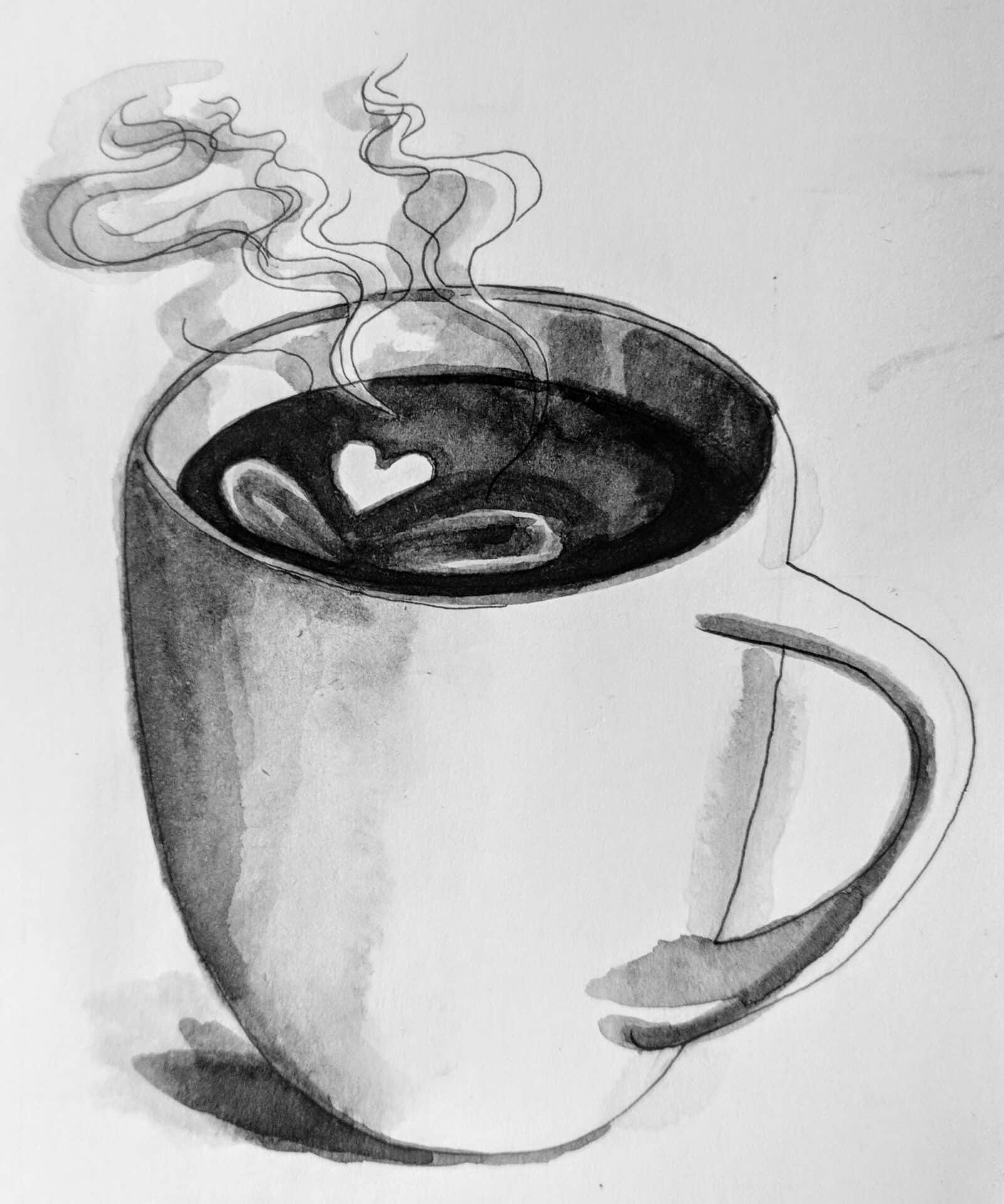 Drawing of coffee in mug