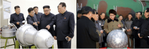 Kim Jong-un with nuclear warhead designs