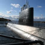 Docked USS Nautilus nuclear-powered submarine at ship museum
