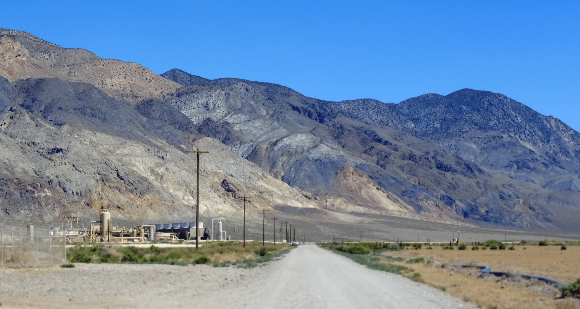 The Dixie Valley geothermal plant at the foot of the Stillwater Range. (Jessica McKenzie)
