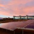solar panels at sunset