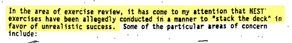 beers-mirage-gold Extract from Charles J. Beers January 25, 1995 memo on the Mirage Gold exercise. <a href="https://nsarchive2.gwu.edu/nukevault/ebb267/17.pdf">National Security Archive</a>