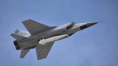 A Russian Kinzhal hypersonic missile carried by a MiG-31K. Photo credit: Russian Presidential Press and Information Office